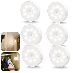 6 Pack Motion Sensor LED Night Light USB Rechargeable Night Lamp For Kitchen Cabinet Wardrobe Lamp Staircase Wireless Closet Light