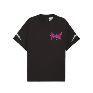PUMA Mens Hoops X Rick And Morty Crew Neck Short Sleeve Casual Tops Casual - Black