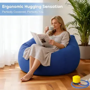 Portable Inflatable Lounger Sofa with Pump, Best Air Lounger for Camping and Hiking, Ideal Inflatable Couch for Festivals, Perfect Adult Beach Chair