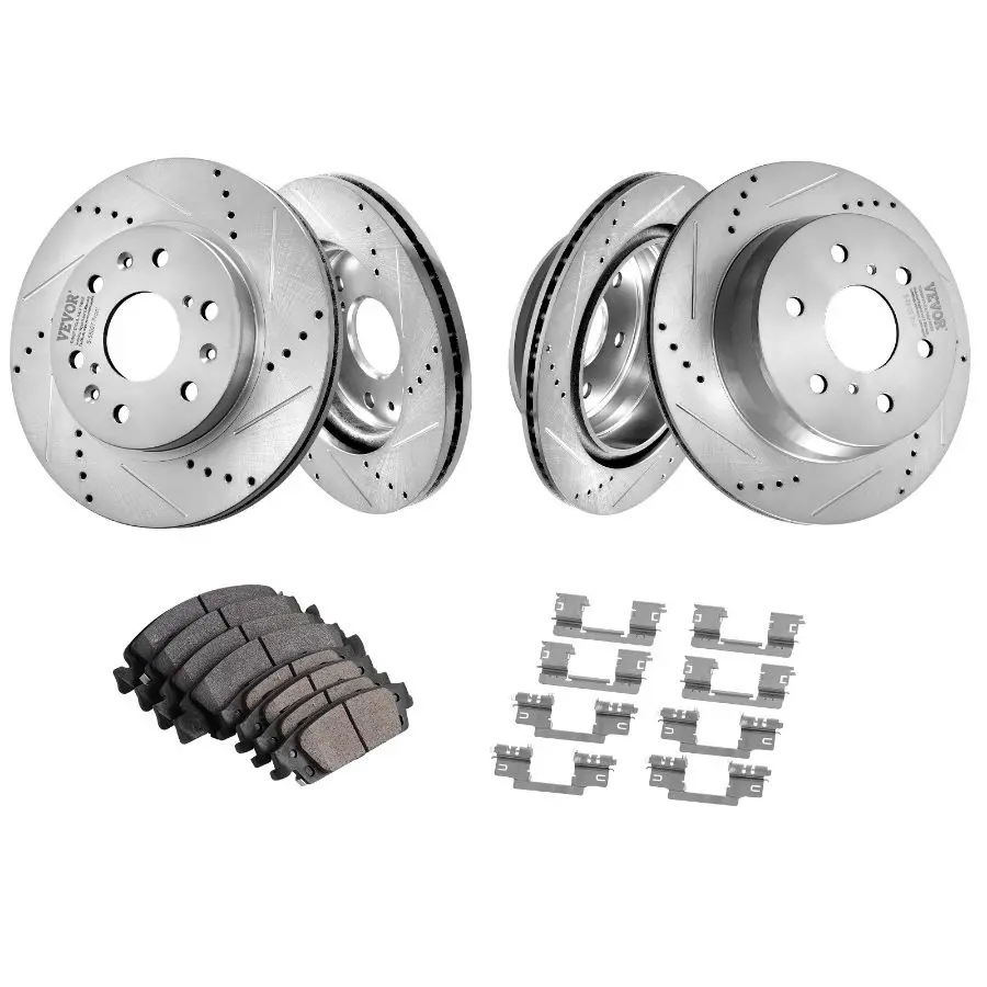 VEVOR Front Rear Brake Kit for 2014-2018 Chevy Silverado GMC Sierra 1500, 2015-2020 Suburban Tahoe Yukon XL Escalade ESV, Drilled Slotted Brake Rotors Ceramic Brake Pads Replacement Kit