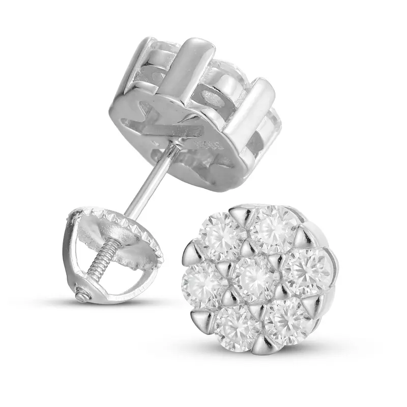 UCCIYO E8 925 Sterling Silver Stud Earrings - 10mm Round D Color VVS1 Grade Synthetic Moissanite, Shining Versatile Wedding Earrings for Adults, Luxury Party Anniversary Gift【#E8】