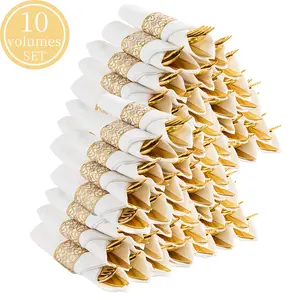 Pre-Rolled Cutlery Set, Disposable Dinnerware, Includes Forks Knives Spoons Napkins, Perfect for Parties Weddings Halloween Christmas Events, Party Supplies