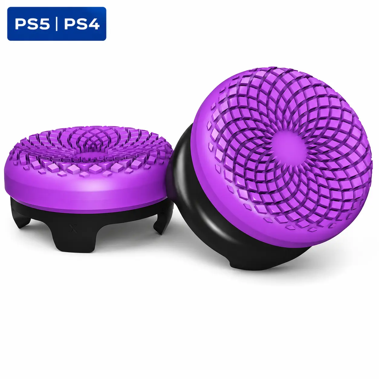 Purple/Black Gaming Thumb Grips for PS5/PS4 & Compatible GameSir Controllers | Anti-Slip Performance Thumbstick Caps, Precision Aim & Control, 1 Mid-Rise + 1 High-Rise, anti-slip texture, Gaming Joystick Caps