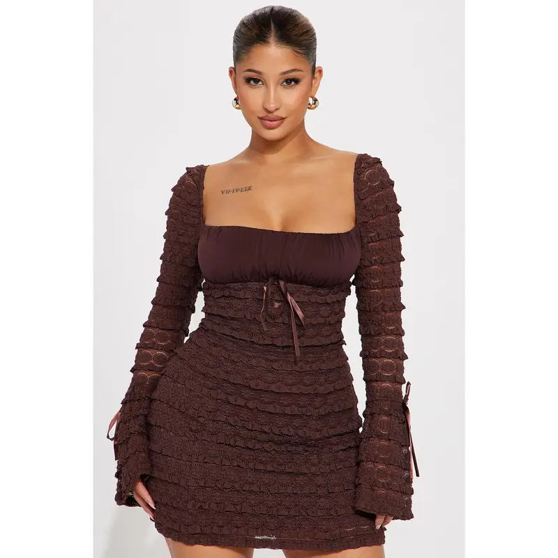 brown lace boohoo dress - TikTok Shop