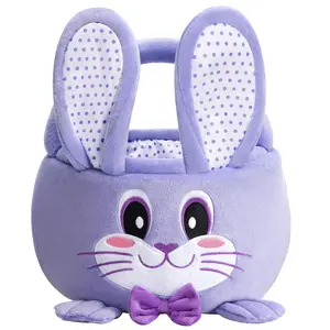 Easter Basket Empty, Small Gift Baskets with Decorative, Easter Basket with Handle, Purple