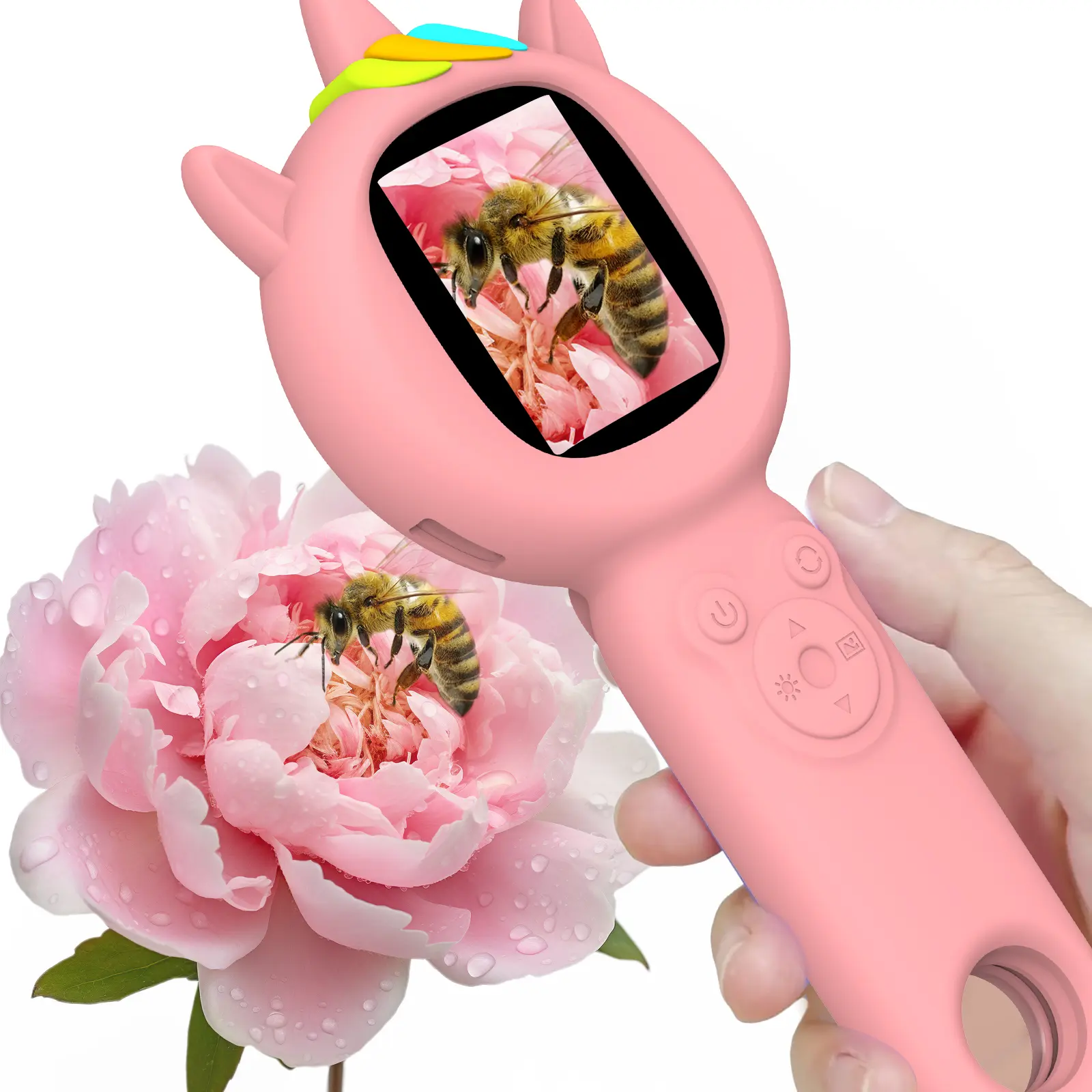 MUGACLOU Kids Handheld Digital Microscope Toy for 3-8 Years, Mini Pocket Model with 2.0in Screen, Photo & Video Functions, Built-In Batteries, Science Cell Kit, Birthday Gift Idea for Boys Girls