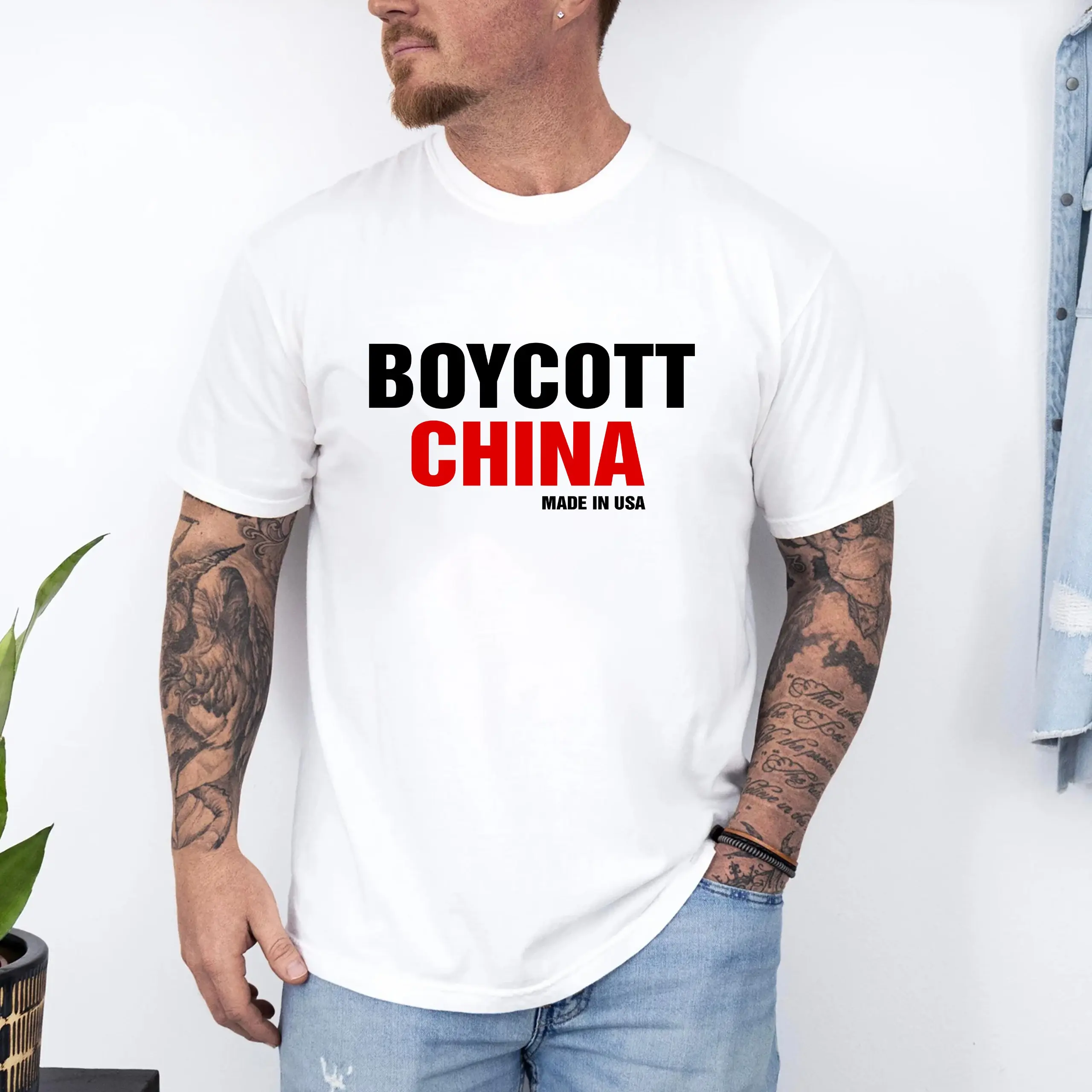 Boycott China Shirt, Made In USA Shirt, Anti China T Shirt, Political Statement Tee, Patriotic Shirt, Mens Graphic Tee, Protest Shirt