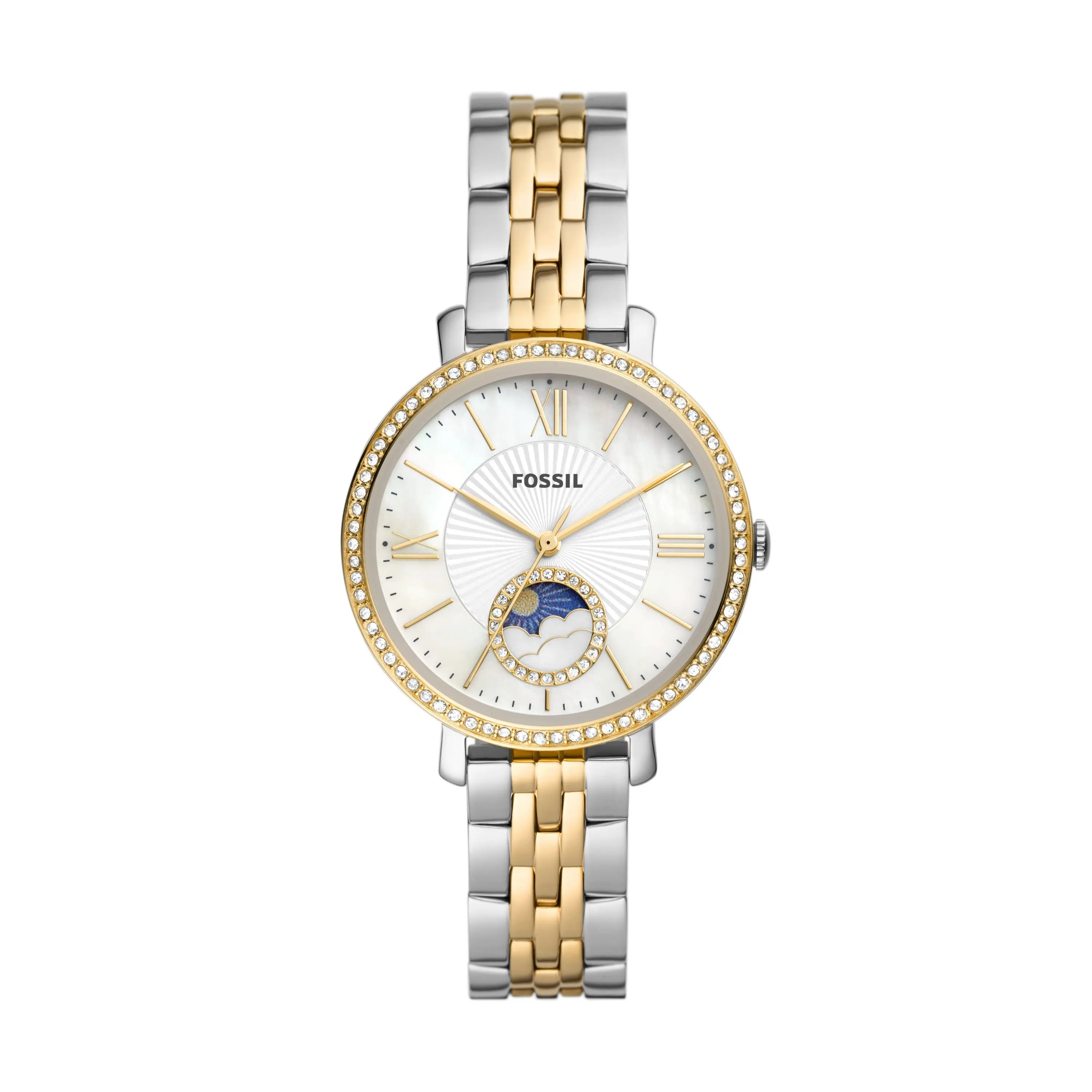 Fossil Women's Jacqueline Sun Moon Multifunction, Two-Tone Stainless Steel Watch