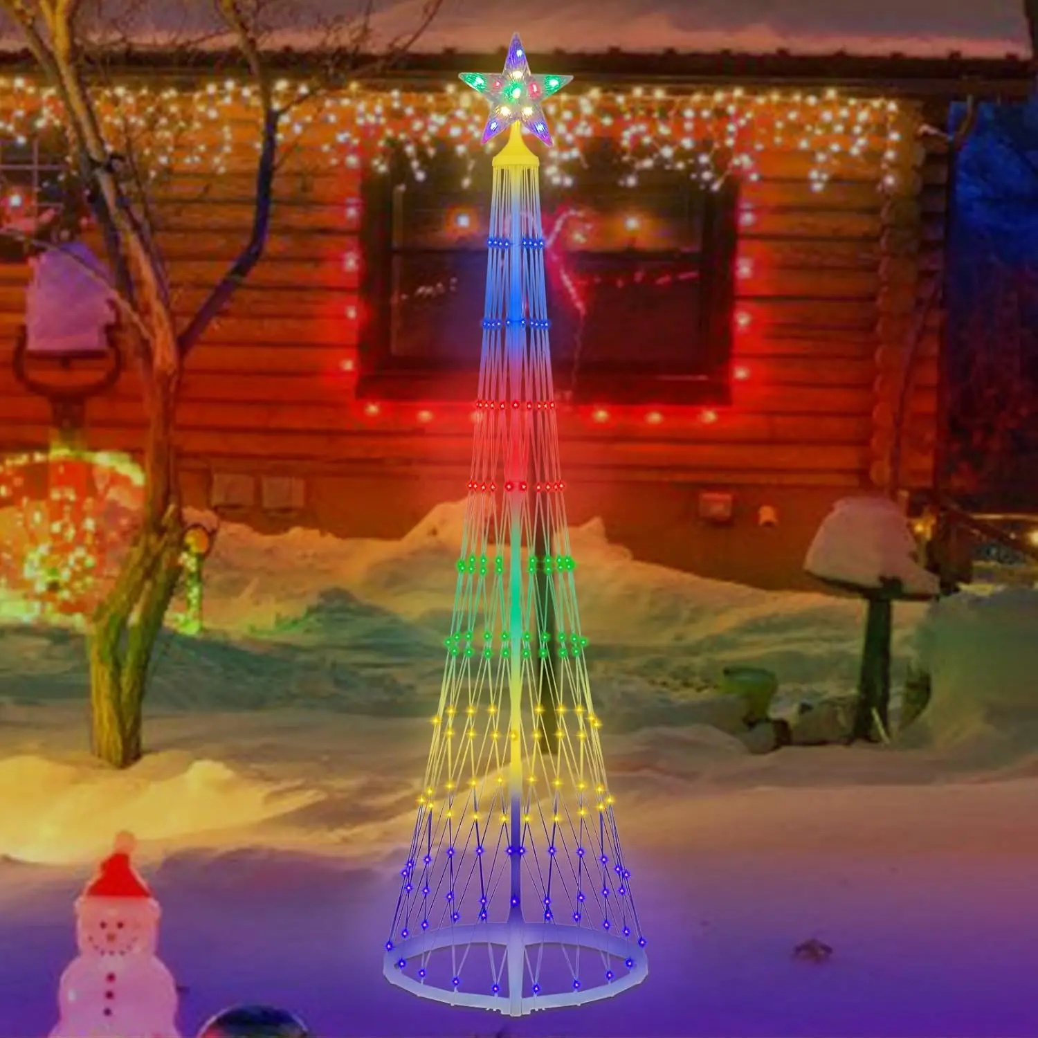 1.5-meter-tall Outdoor Christmas Tree with 180 LED Color-Changing Lights RGB Warm White Weather-Resistant for Festivals Parties Indoor Outdoor Settings