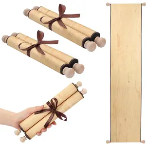 2 Pack Blank Paper Scrolls 9 x 144 Inches Wrapped on Wood Rod for Writing, Drawing, Calligraphy, Wedding Vows, Cosplay Prop, Renaissance Festivals, Tabletop Role Playing Game(Old Color)