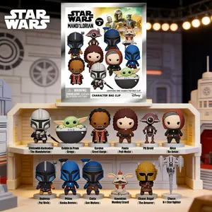 Star Wars Mandalorian Series Officially Licensed Keychain Blind Bag 1PC PVC 3D Figurine Bag Clip Charms Blind Box Anime Figure Collector Keyring Backpack Decor Chris Grogu Gordon Paula Pit Droid Alice Andrea Primo Carla Kowakian Monkey Lizard Armorer