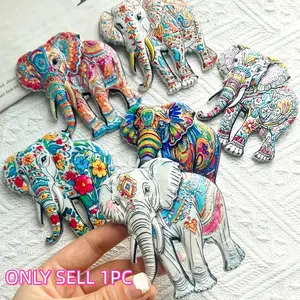 Cute Boho Elephant 3D Resin Fridge Magnet Vibrant Hand Painted Relief Design Strong Magnet Perfect for Refrigerator Cabinet Locker Whiteboard Decorative Accessory Unique Art Craft Ideal Gift for Home Office Kitchen Camping Travel Souvenir