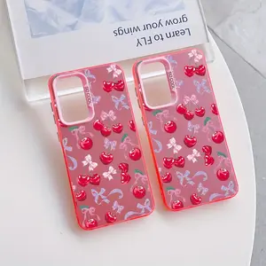 Fashionable Cherry Bow Phone Case Compatible with Samsung Galaxy A56 A26 A36 A55 A35 A06 A16 A05 A14 A24 A34 A54 A15 A05S A25 A23 A33 A53 A73 A13 4G 5G, Anti-Drop Frosted Back Cover Casing.