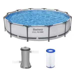 Bestway Steel Pro MAX 12 Foot by 30 Inch Above Ground Swimming Pool Set