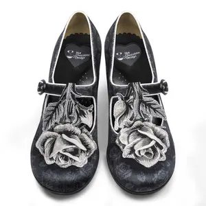 Hot Chocolate Design Black Tudor Mid Heels