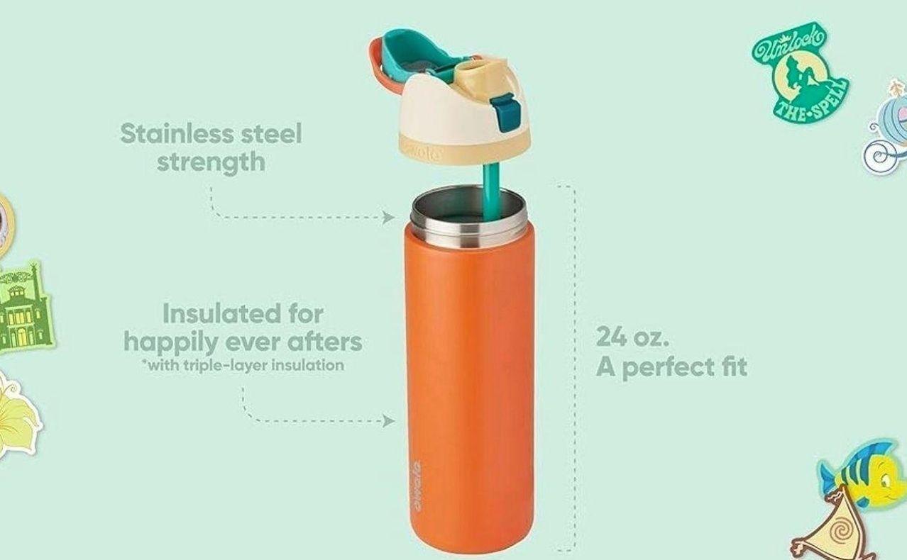 Owala Disney Princess FreeSip Insulated Stainless Steel Water Bottle with Straw for Sports and Travel, BPA-Free Sports Water Bottle, 24 oz, Belle | Disney Princess, Insulated, with Straw, BPA-Free, Sports Water Bottle