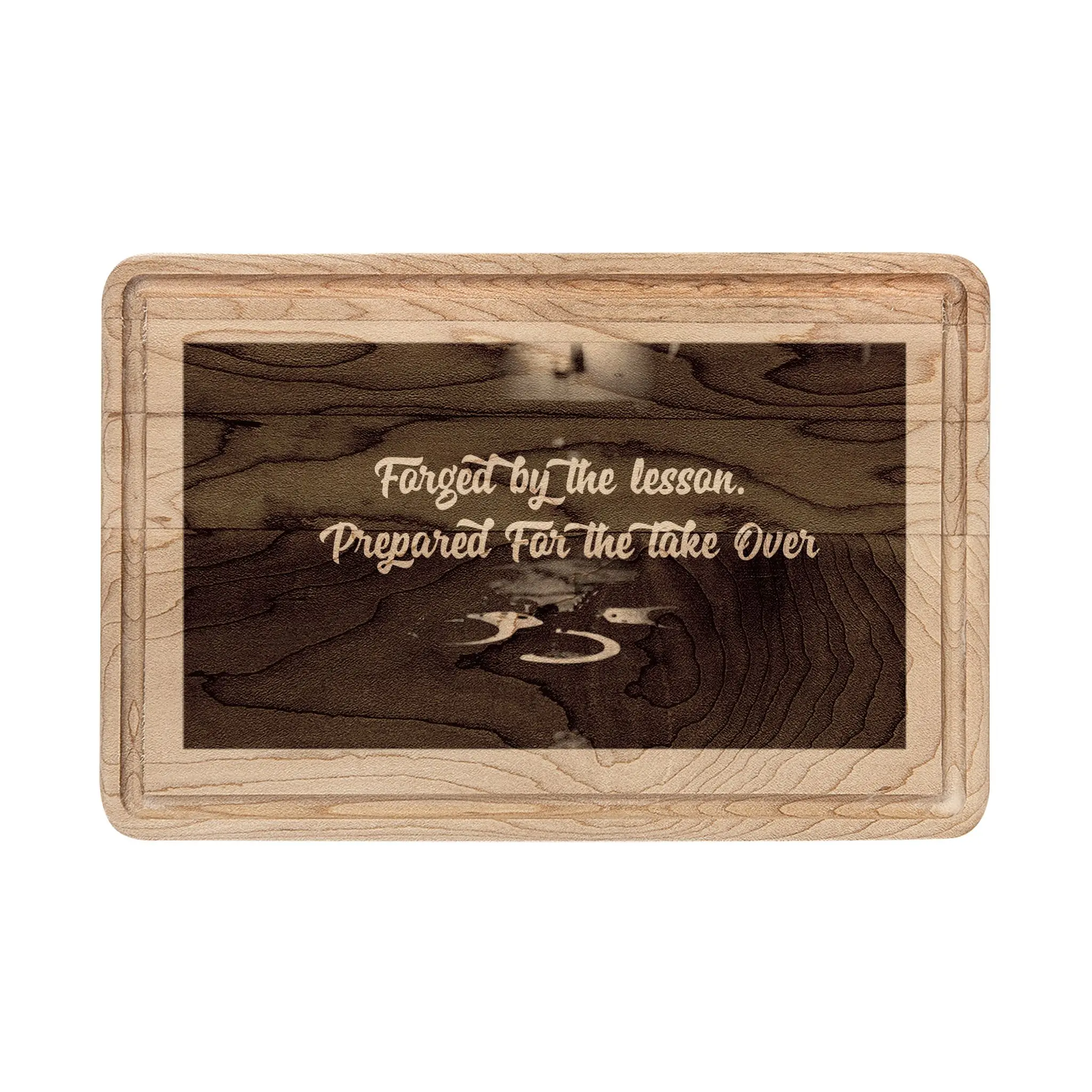 Engraved Wooden Chopping Board - Custom with "Forged By The Lesson, Prepared For The Take Over" Inscription, Natural Non-Toxic Kitchenware for Food Prep, Ideal for Engraving Chopping Boards Needs, Natural Chopping Boards