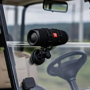 Portable Bluetooth Speaker Mount - Fits All Audio Speaker Sizes /  Smartphone - Compatible: Golf Carts, Boats, Coolers, Shower, UTV, ATV, Windows - Heavy Duty Suction Cup (30lb+), Adjustable Straps, Swivel Tilt,  Compact - ProMount by Anchored Mounts