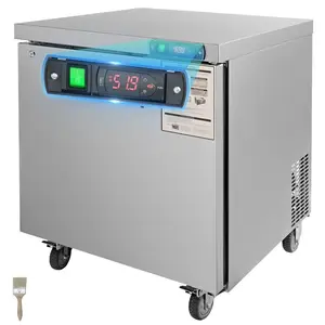 VEVOR 28-inch Stainless Steel Undercounter Refrigerator, 7.4 Cubic Feet, with Fan-Assisted Cooling and Lockable Single Door, Ideal for Food Preparation Areas and Bars