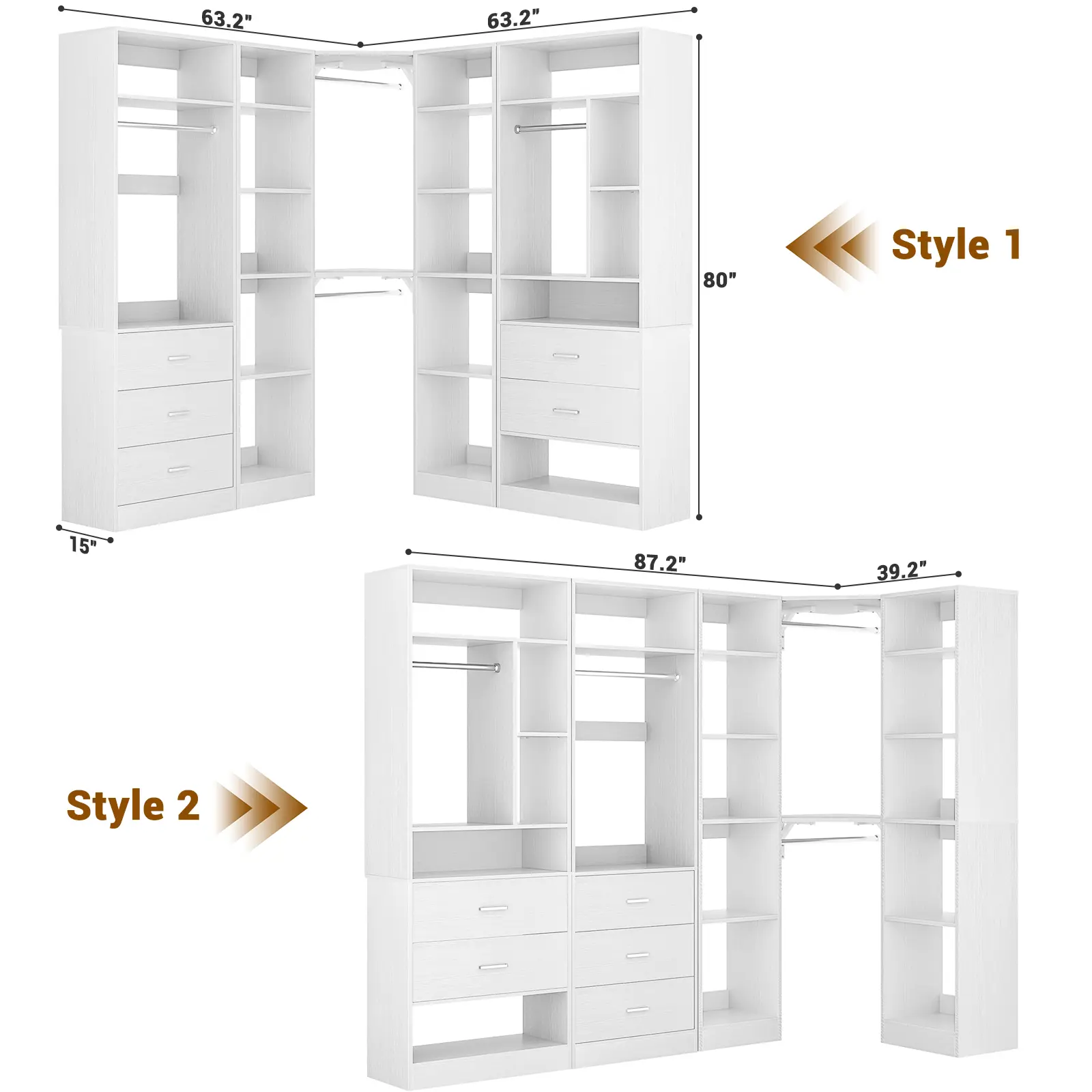 3 Sets (3 Drawers+2 Drawers+Upgraded Corner)