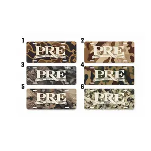 [ CAMO NATION ] PRE Paper Route Empire License Plate - Camouflage Hip Hop Car Tag - PRE Logo Metal Plate - Young Dolph Rap Music Fan Gift - Rugged Urban Truck Decor