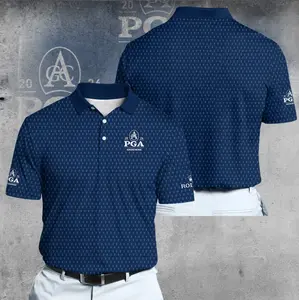 2026 Championship Blue Trophy Pattern Golf Polo Shirt for Men – Navy Performance Athletic Polo, All Over Mini Trophy Print Design, Breathable Moisture Wicking Fabric, Tournament Inspired Sportswear, Lightweight Summer Golf Outfit, Golf Lover Gift