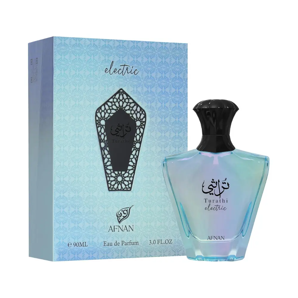 Afnan Turathi Electric Eau De Parfum Unisex 3 Oz | Aromatic Fruity Fragrance | Bright, Fresh & Modern Scent for Women and Men