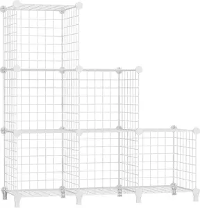 Wire Cube Storage Organizer, Closet Organizers and Storage, Metal 6 Cube Storage Shelves Bookshelf, Portable Closet Clothes Organizer for Bedroom, Home, Office, White