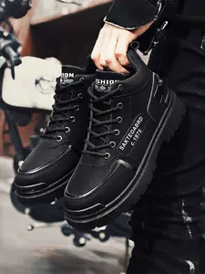 Trendy High-Top Casual Boots, Stylish Leather Outdoor Men's Shoes, Fashionable Ankle Booties for All Seasons