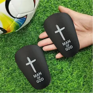 Black White Cross Mini Football Guard Leg Pads Unisex Thickened Sports Protective Equipment Custom Fit Leg Design Suitable for A
