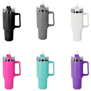 40oz Powder Tumbler in Black Gray White Pink Teal and Purple Colors with Lid and Handle Options Drinkware Steel Stainless Stylish Flasks Reusable Insulated