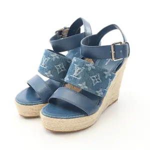 Pre-owned Louis Vuitton Denim Small Leather Goods Starboard Line Leather Sandals