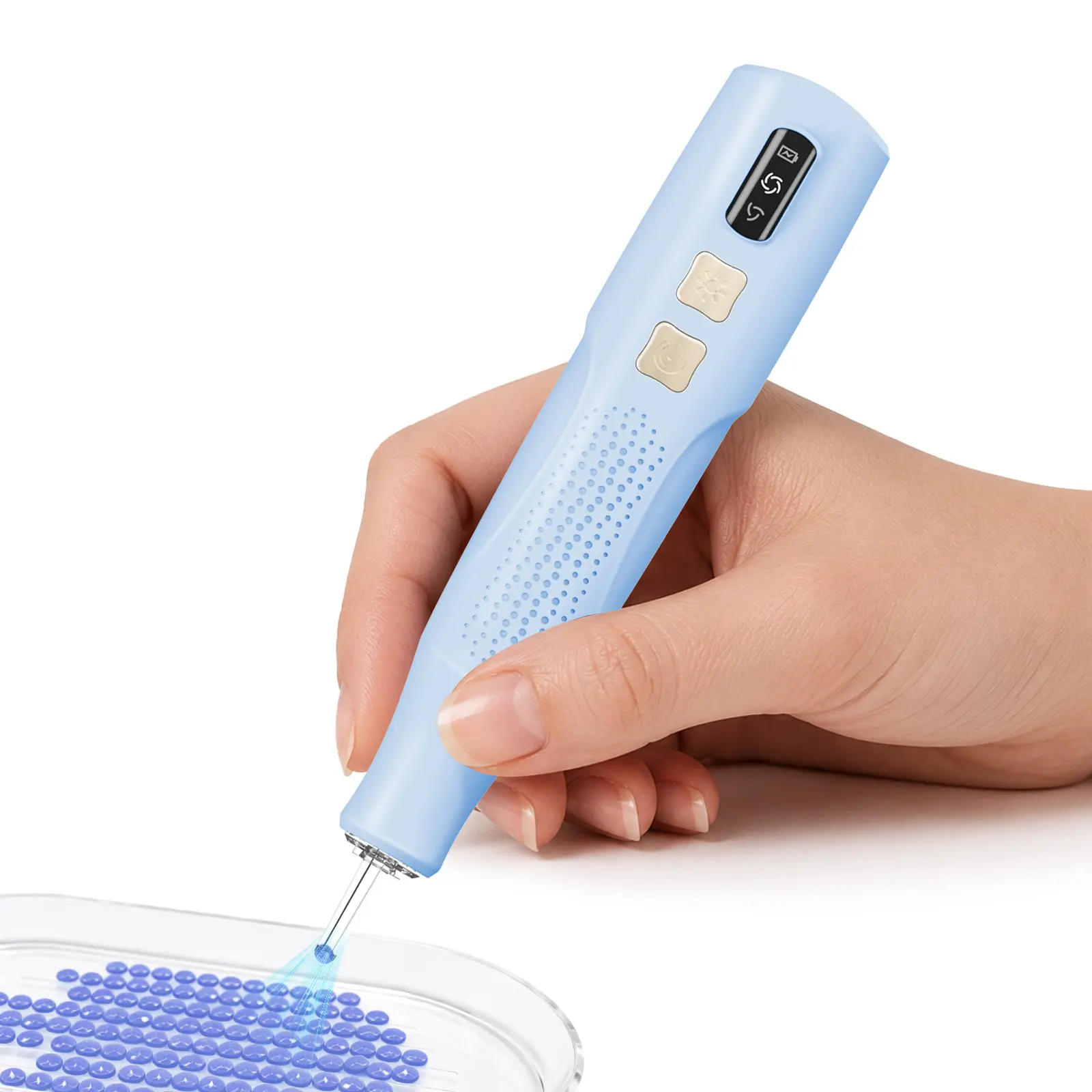 ArtiSpark Wireless Vacuum Pen for Diamond Art - Wax-Free Electric Diamond Painting Pen, 2 Suction Gears, 45° Ergonomic Transparent Tip, Warm LED Light