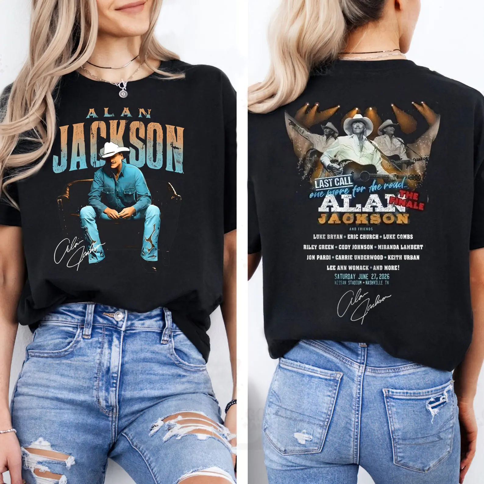 Alan Jackson Last Call One More for the Road The Finale Vintage Graphic Tee, Country Music Legend Fan Gift Unisex T-Shirt