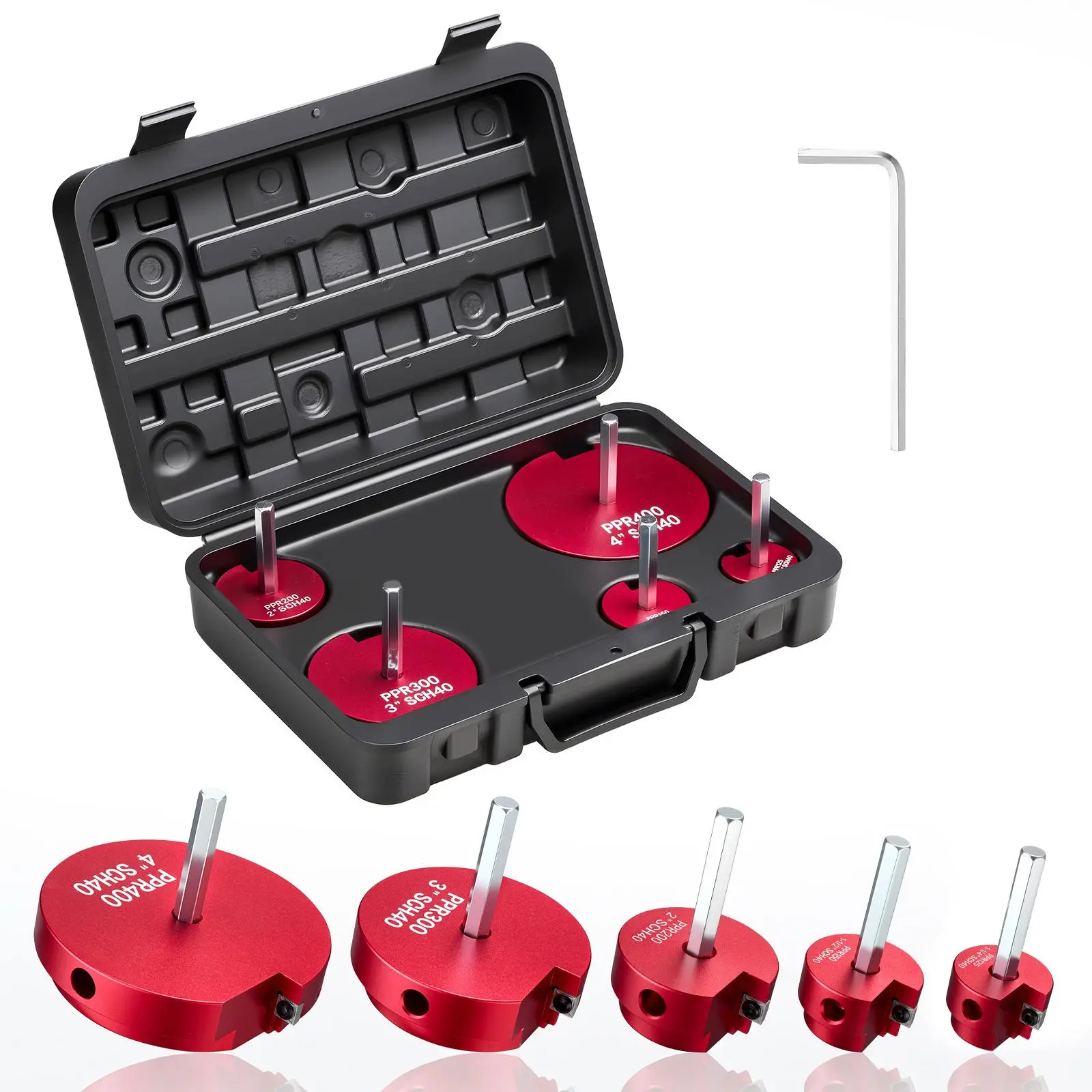 【DealsForYouDays】VEVOR PVC Pipe Reamer Kit5-PiecePVC Fitting Socket SaverIncludes 1-1/4"1-1/2"2"3"4"Compatible with Standard 1/2" DrillsPlumbing Tool Kit for SCH40 ABS CPVC Vent Drain Water Pipes,father'sdaygifts