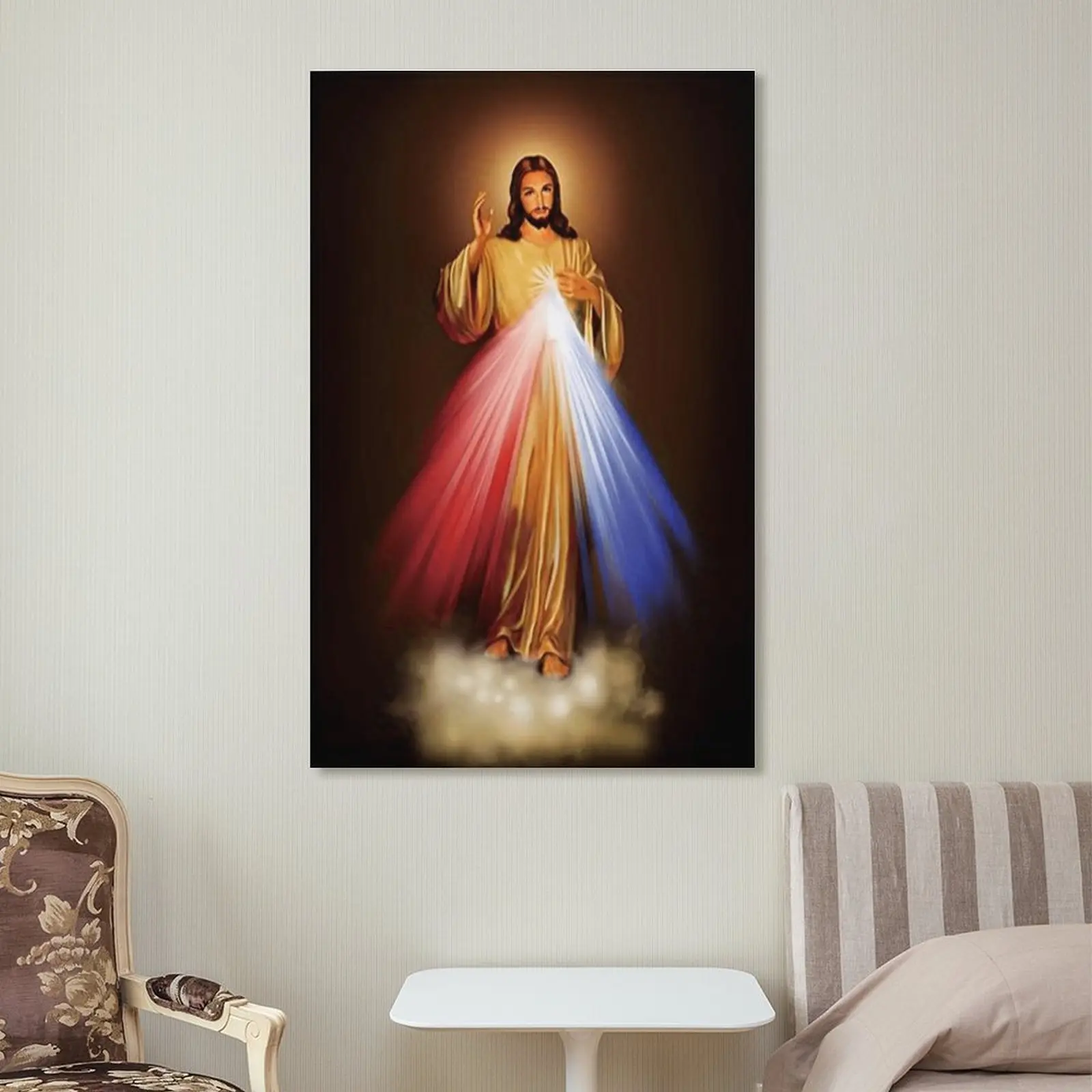 Modern Religious Icon Artwork Prints - HD Vibrant Christian Symbol & Angel Graphic, Cool Wall Art, Modern Accent Wall Decor for Bedroom & Living Room Home Supplies