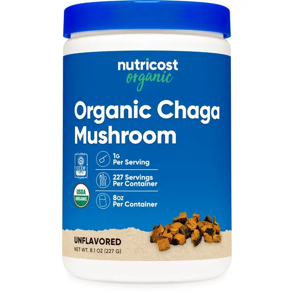 Nutricost Organic Chaga Mushroom Powder Dietary Supplement - 0.5LB (8oz), USDA Certified