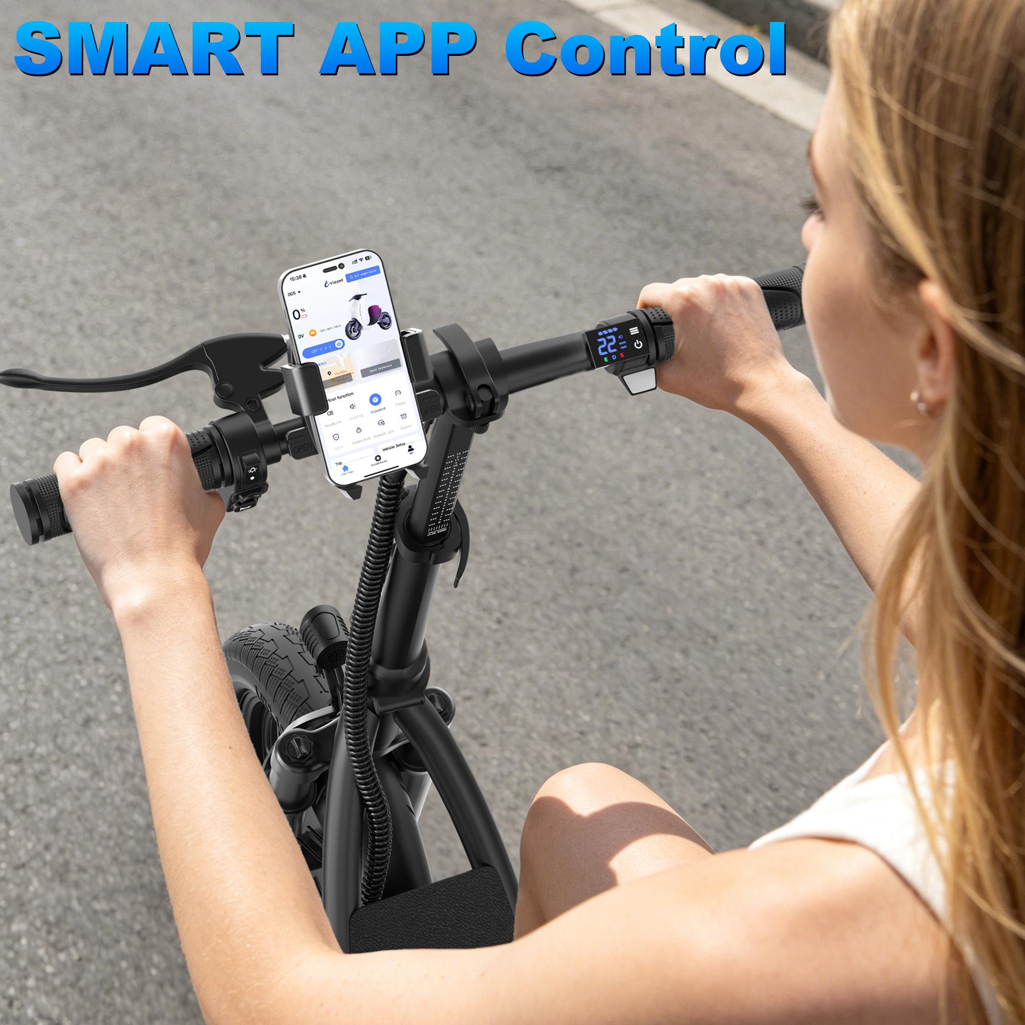 Electric Scooter for Adults with Seat,48V 10.4Ah Battery, Top Speed 22 mph, Driving Range 21-27 Miles, Pet-Friendly Design with Rear Basket