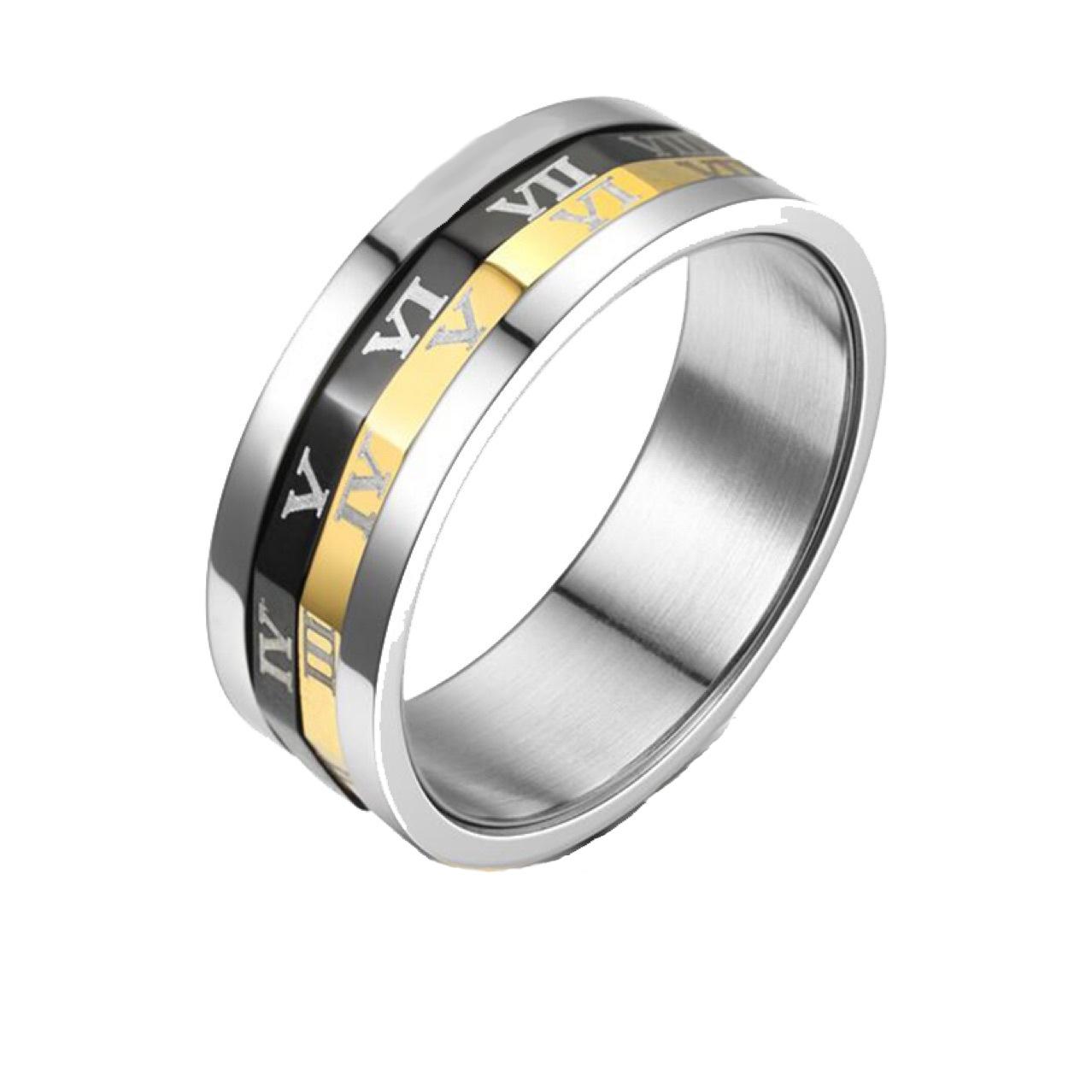 Rotating Roman Numeral Ring — Titanium Steel Unisex Band with Spinning Roman Numerals, Vacuum Electroplated Fade‑Resistant Finish, Adjustable Comfortable Fit, Minimalist Fashion & Niche Trend, Hypoallergenic Everyday Wear, Couple/Anniversary Gift