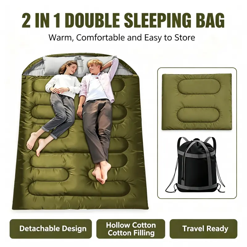 Adult Rectangular Sleeping Bag, Thermal Envelope Design with Insulation for Winter Camping, Hiking & Travel, Lightweight & Portable, Thermal Envelope Insulation Rectangular Sleeping Bags