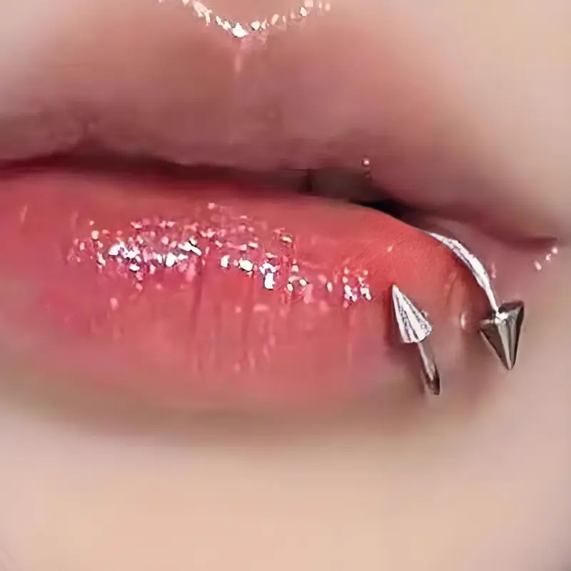 Punk Spiral Lip Rings Stainless Steel 16G S Shape Lip Piercing Rivet Labret Piercing Jewelry Cartilage Earrings Helix Piercing Lower Labret Studs Eyebrow Piercing Jewelry Piercings Jewelry 8mm