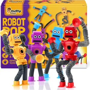 Sensory Robot Toys 4pk - Top Pop Tubes Fidget 2026 for ADHD & Autism Ages 3 4 5 6 7 8 9 10 11 12, Best Kids Travel Essentials Idea, Unique Toddler & Tween Gifts, Boy Easter Basket Stuffers