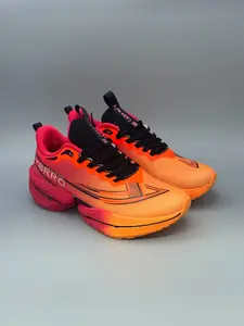 Parent - Child White - Orange Gradient Racing Running Shoes, Dynamic Art Style, Knitted Mesh Material, Lightweight & Responsive, Comfortable on Feet, Ideal for Parent - Child Running Training & Daily Sports