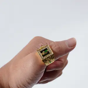 Men's Gold Cubic Ring Religious Band with Metal Coating Ideal for All Occasions Versatile Accessory for Thumb Knuckle Hip Hop & Biker Styles Perfect Baptism Gift