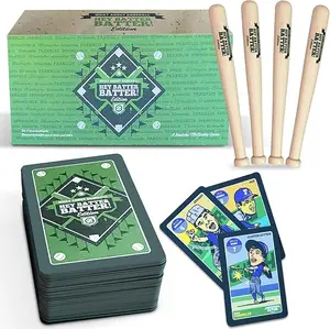Grandma Smiley's What About Baseball Card Game Hey Batter Batter Edition 52 Custom Cards 4 Wooden Bats and Full Instructions for Parties Made in USA