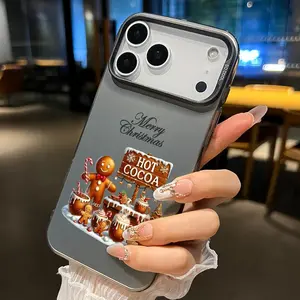 Gingerbread Cocoa Glee Pattern Phone Case for iPhone 17 16 15 14 Pro Max 13 12 11 XR XS Plus Air E,Samsung S25 S24 S23 S22 Shockproof Drop Protection Durable PC Smartphone Cover Cellphone Protective