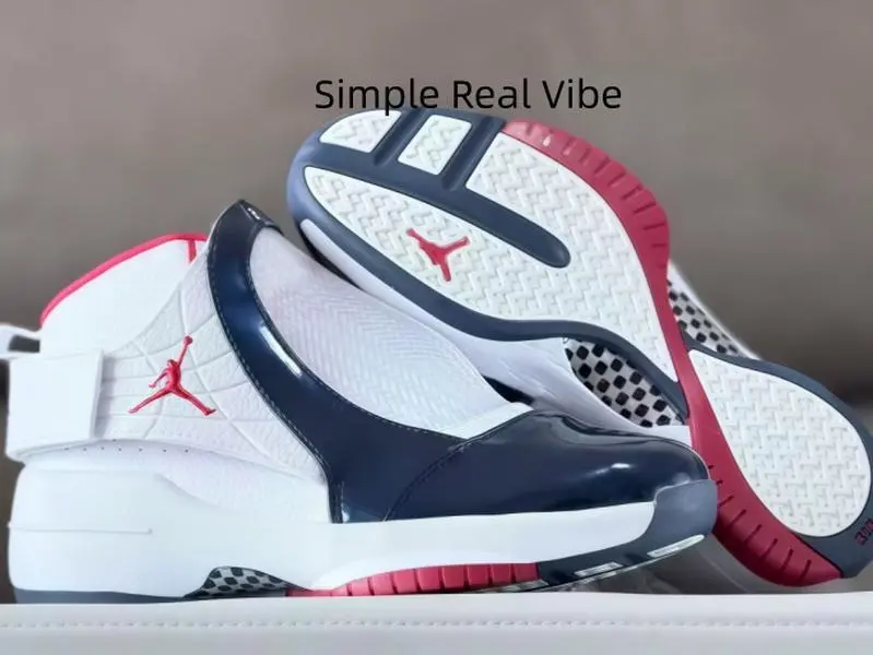 White Navy Red Slip-On Magic Strap Mid Top Basketball Shoes Men Women, Breathable Mesh Upper, Glossy Patent Leather Toe Overlay, Chunky Multi-Layer Foam Midsole, Vintage Street Performance Sneakers