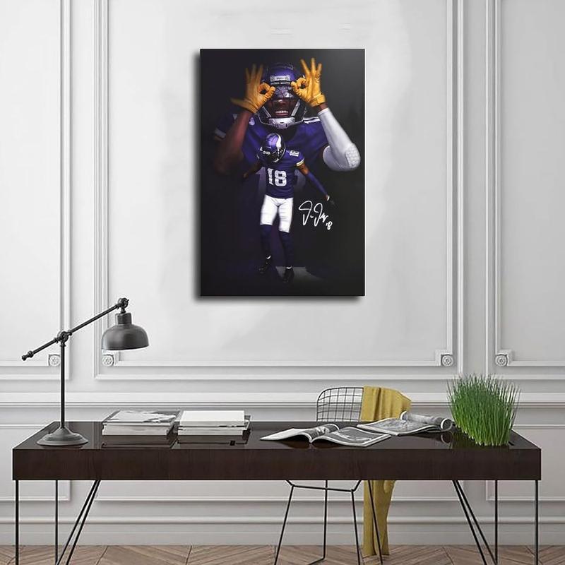 suffcind Sports Poster Justin Jefferson 1 Canvas Poster Wall Art Decor Print Picture Paintings for Living Room Bedroom Decoration Unframe-style12x18inch(30x45cm)