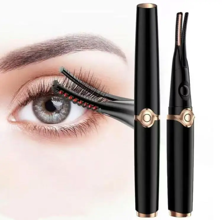 USB-Charged Rechargeable Travel-Size Compact Electric Heated Eyelash Curler - Quick Heat, Long-Lasting Curl, Mini Clip Design, Nylon Material for Glam Makeup, Outdoor Use