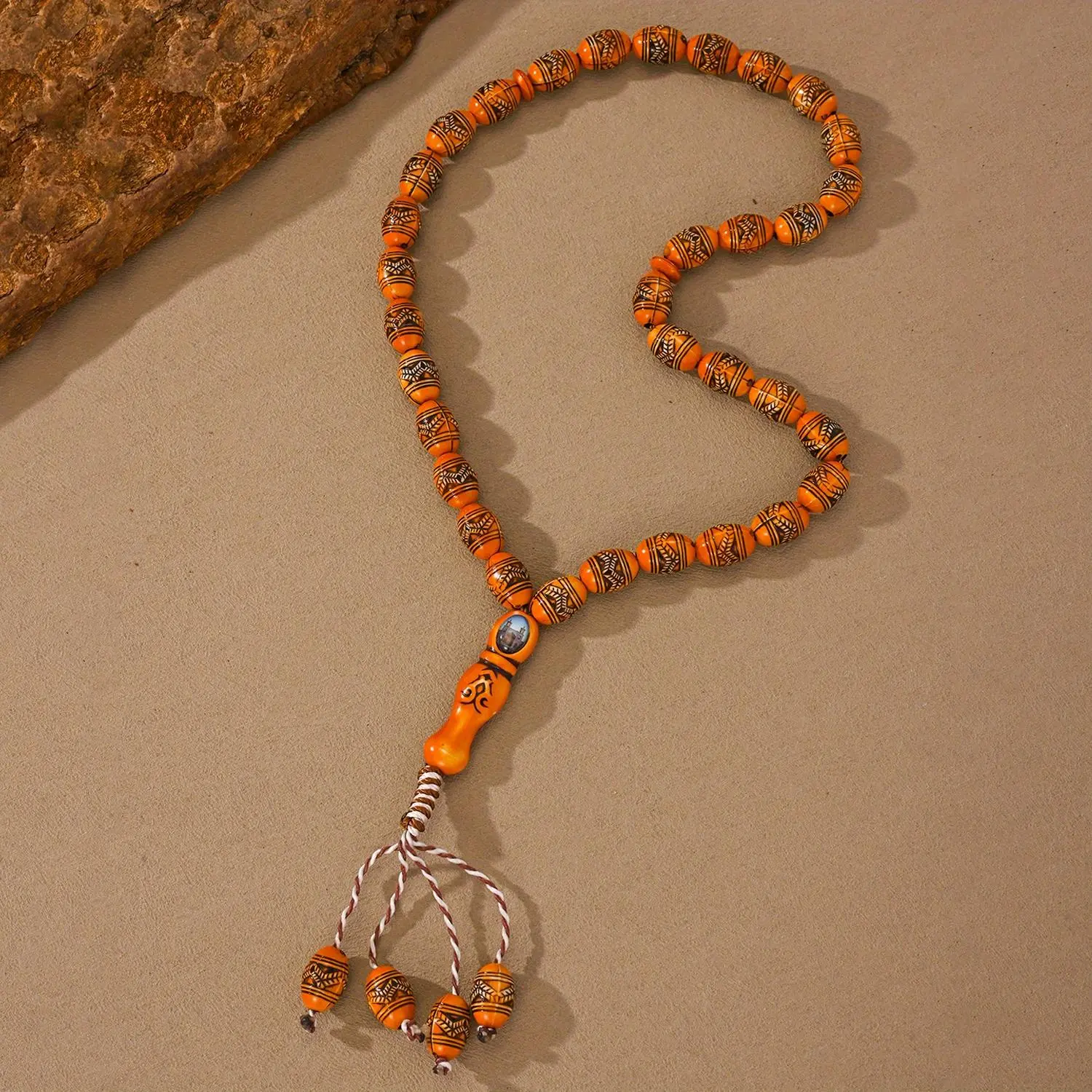 Oval Prayer Rosary, Retro Style Acrylic Accessory with a Tassel for Personal Rituals and Casual Wear, Ethnic Look, Bead, Prayer Beads Bracelet, Acrylic Chain, Daily, Oval Beads